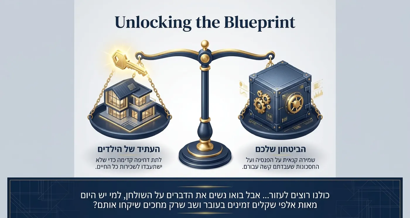 מאזניים שמשווים בין העתיד של הילדים לבין הפנסיה והביטחון הפיננסי של ההורים