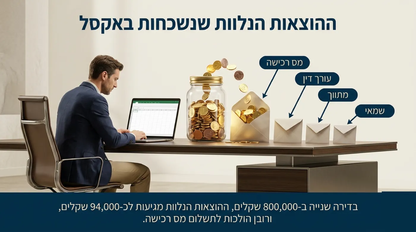 צנצנת מטבעות זהב על שולחן ולצדה ארבע מעטפות שנוטלות ממנה חלק